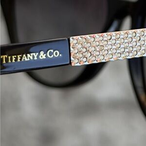 Tiffany & Co. Black Sunglasses with Silver Crystal Detail
